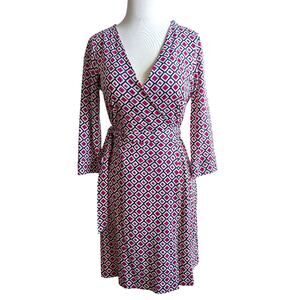 Diane Von Fustenburg New Julian Mini Wrap Dress Pink Geo Print Size 6